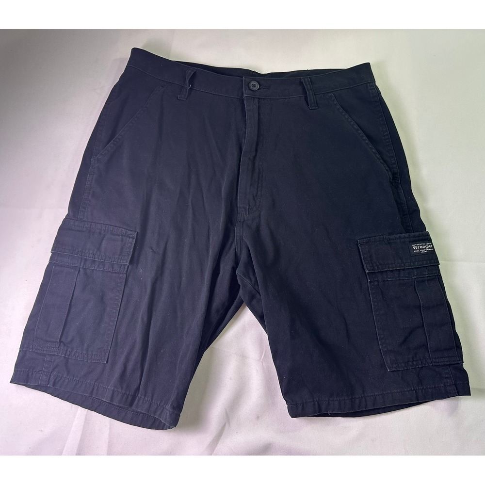 Wrangler Authentic‎ Issue Black Cargo Shorts Men Size 34 Cotton Utility Workwear